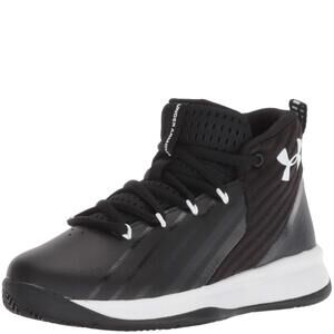 UNDER ARMOUR BOYS' PRE SCHOOLDISC LAUNCH BASKETBALL SHOE, BLACK (002)/WHITE, 12.